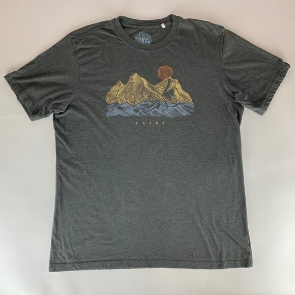 Prana Taupe Short Sleeve Crewneck Shirt Mens Large - Picture 1 of 4
